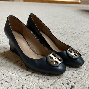 Tory Burch navy blue wedge heel